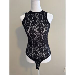Zara Black Lace Bodysuit Size Small